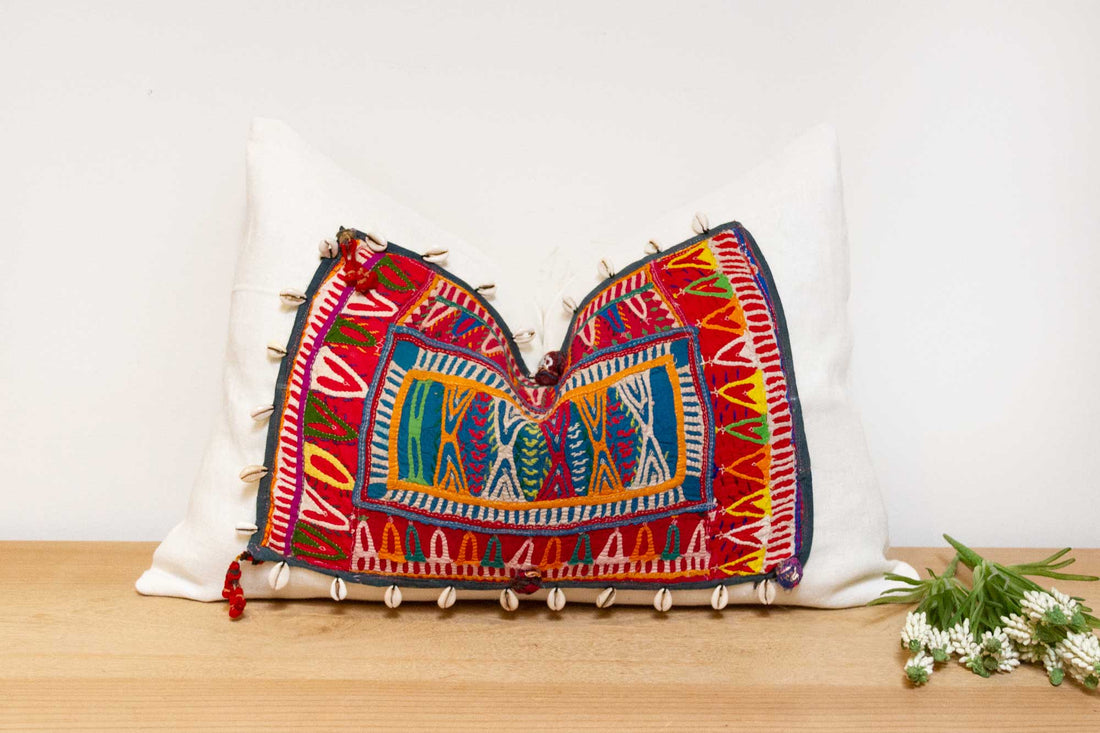 Multicolor Himalayas Tribal Antique Linen Pillow
