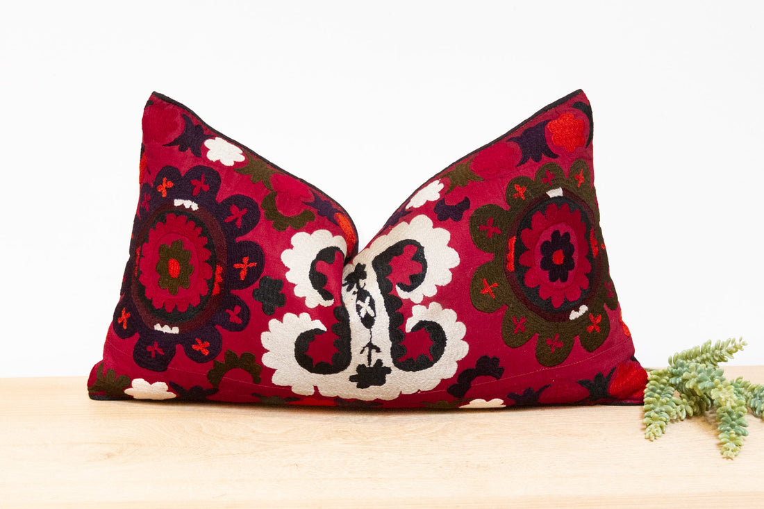 Pazir Antique Uzbek Suzani Linen Pillow