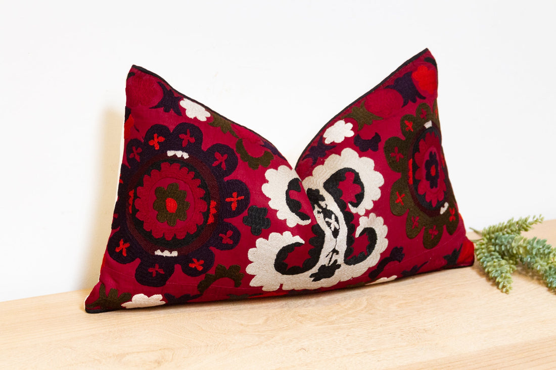 Pazir Antique Uzbek Suzani Linen Pillow