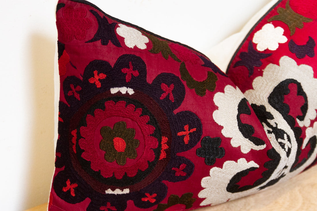 Pazir Antique Uzbek Suzani Linen Pillow