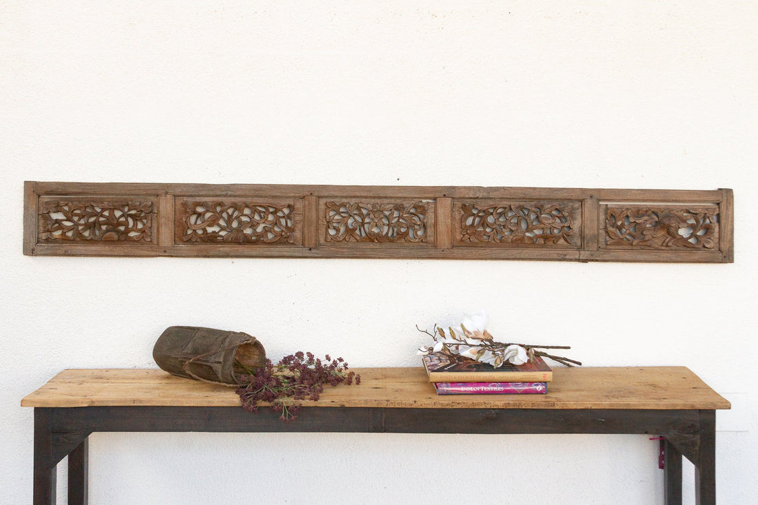 Antique Patinated Carved Teak Wall Art
