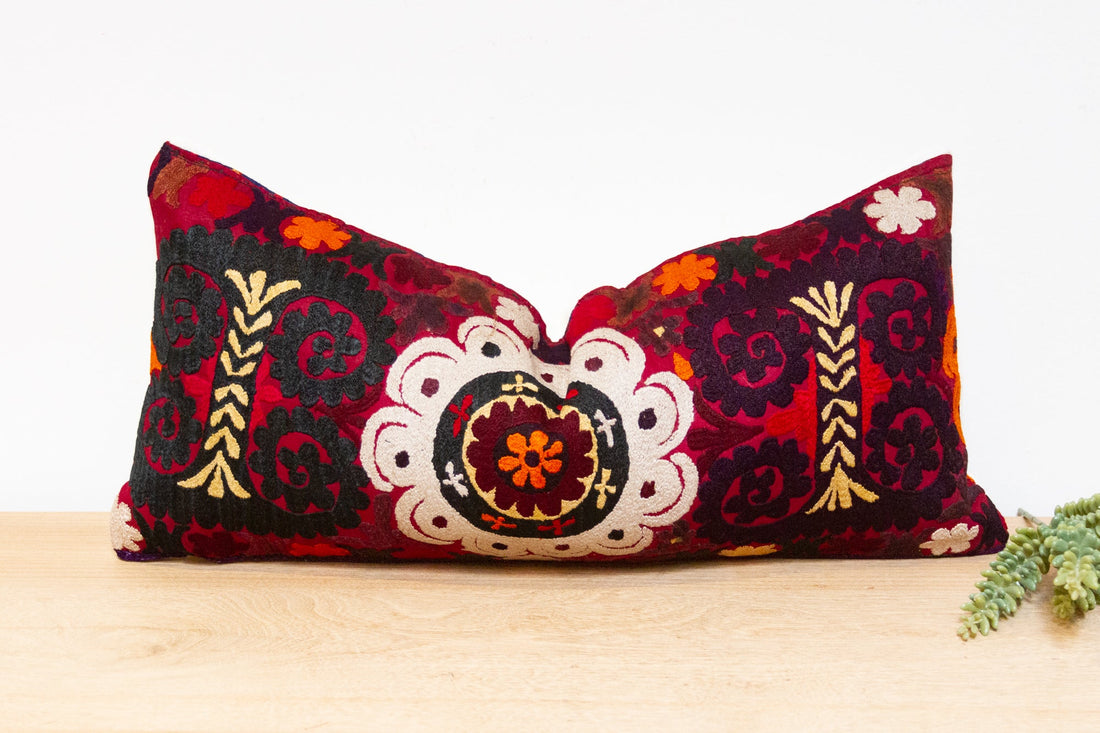 Veeda Antique Uzbek Suzani Linen Pillow