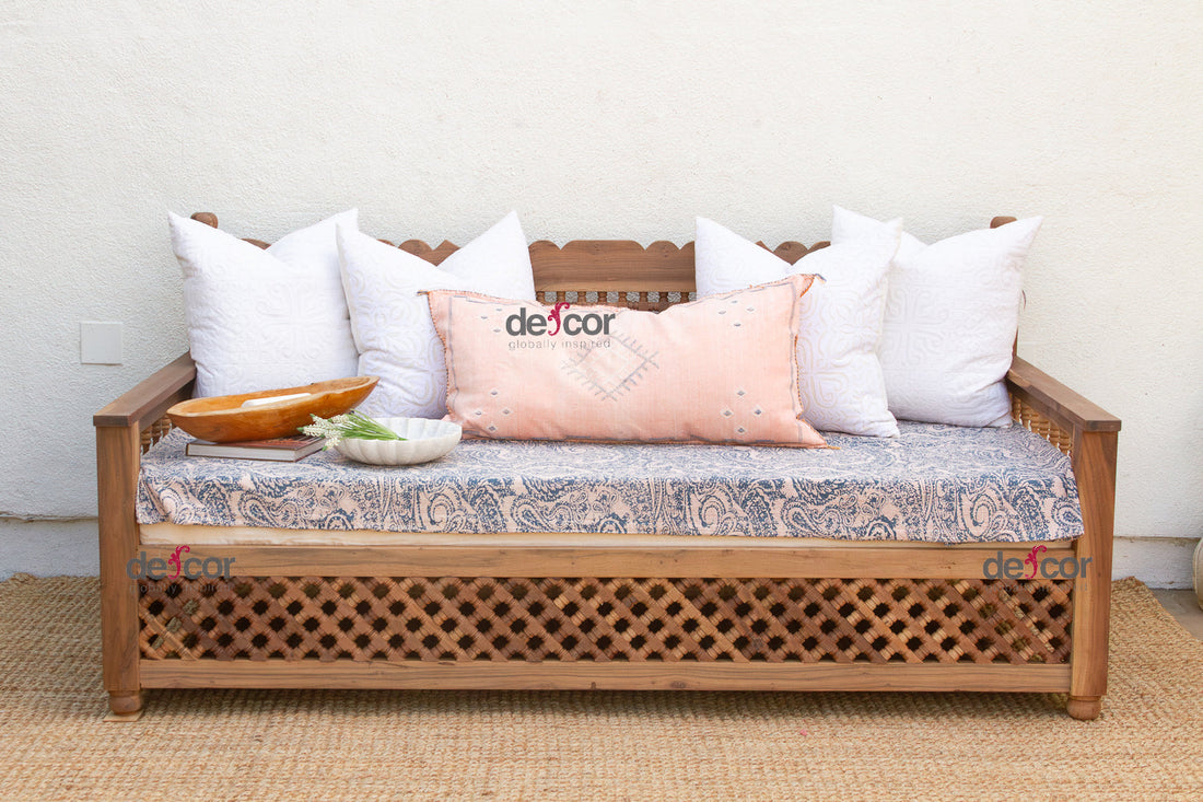 Artisanal 84" Reclaimed Teak Mousharabi Sofa