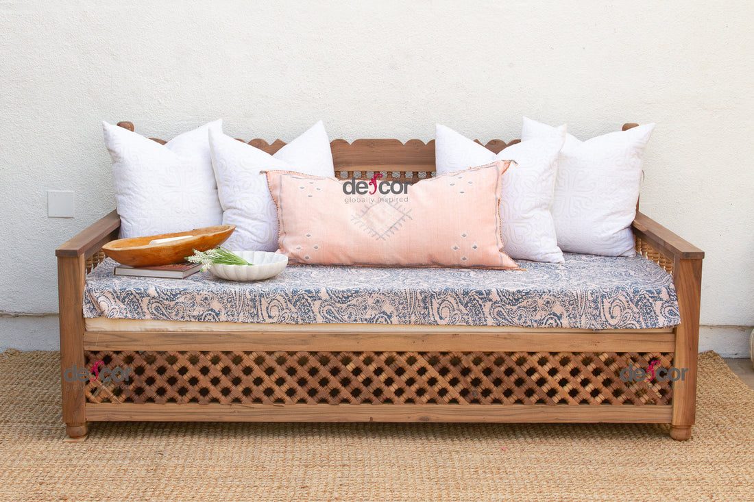 Artisanal 84" Reclaimed Teak Mousharabi Sofa