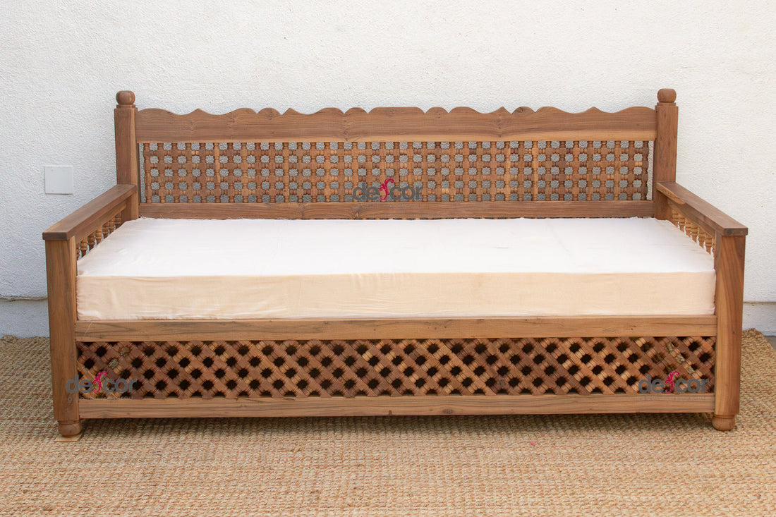 Artisanal 84" Reclaimed Teak Mousharabi Sofa