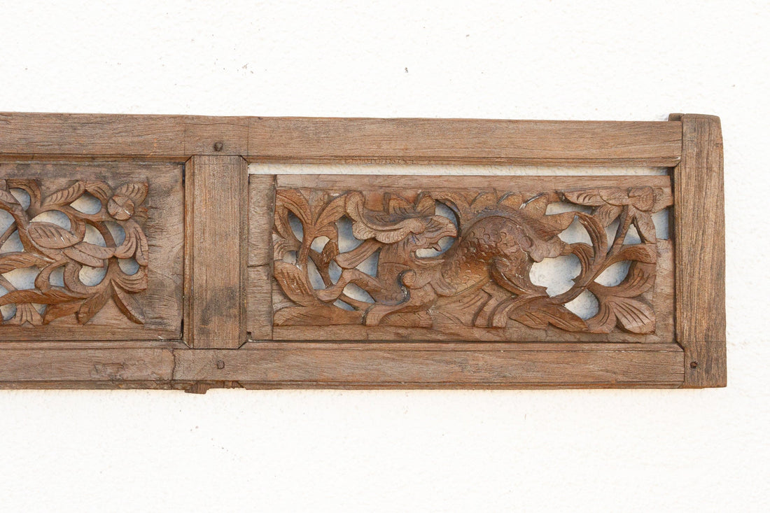 Antique Patinated Carved Teak Wall Art