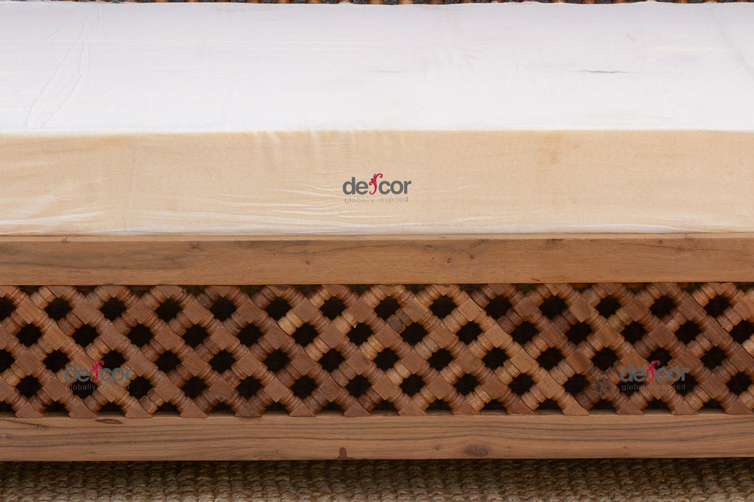 Artisanal 84" Reclaimed Teak Mousharabi Sofa