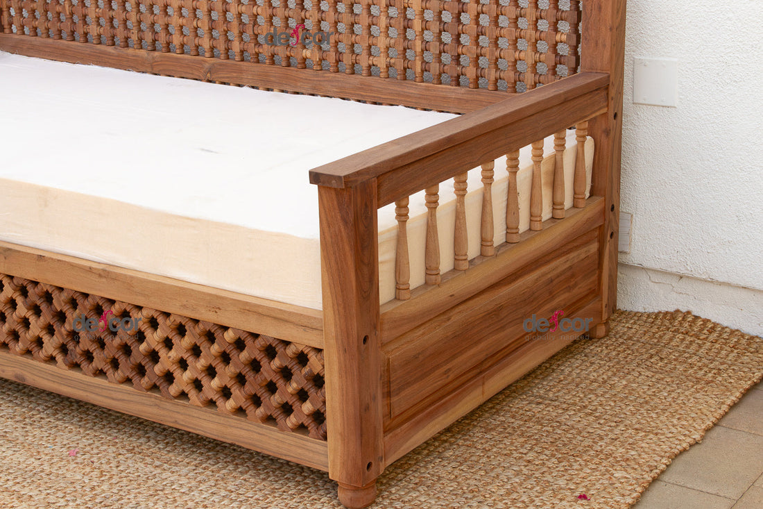 Artisanal 84" Reclaimed Teak Mousharabi Sofa