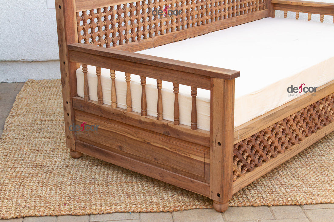 Artisanal 84" Reclaimed Teak Mousharabi Sofa