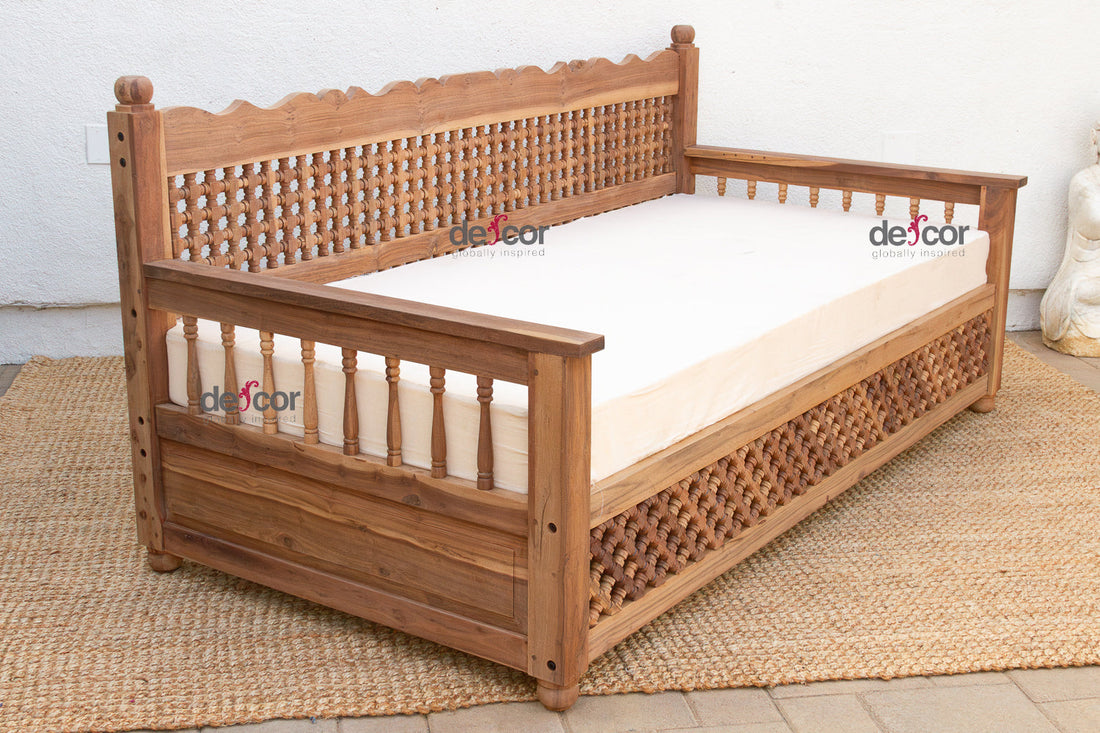 Artisanal 84" Reclaimed Teak Mousharabi Sofa