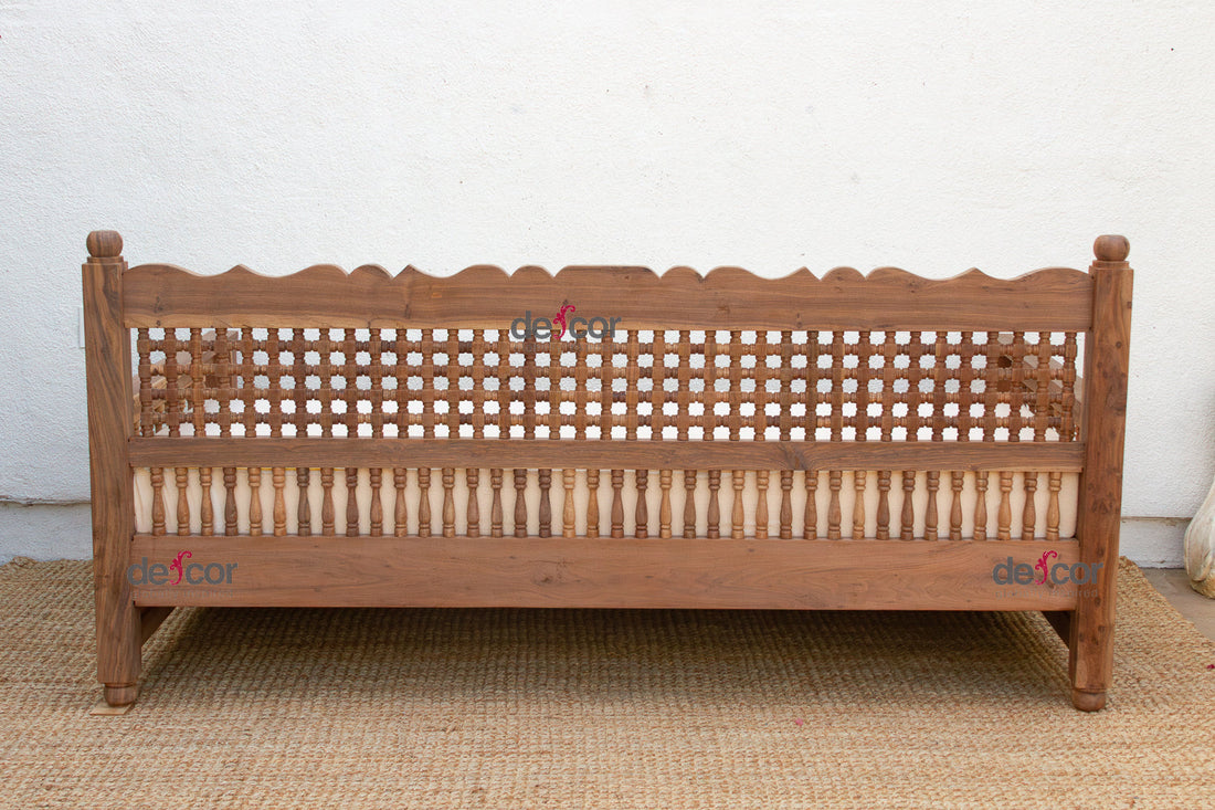Artisanal 84" Reclaimed Teak Mousharabi Sofa