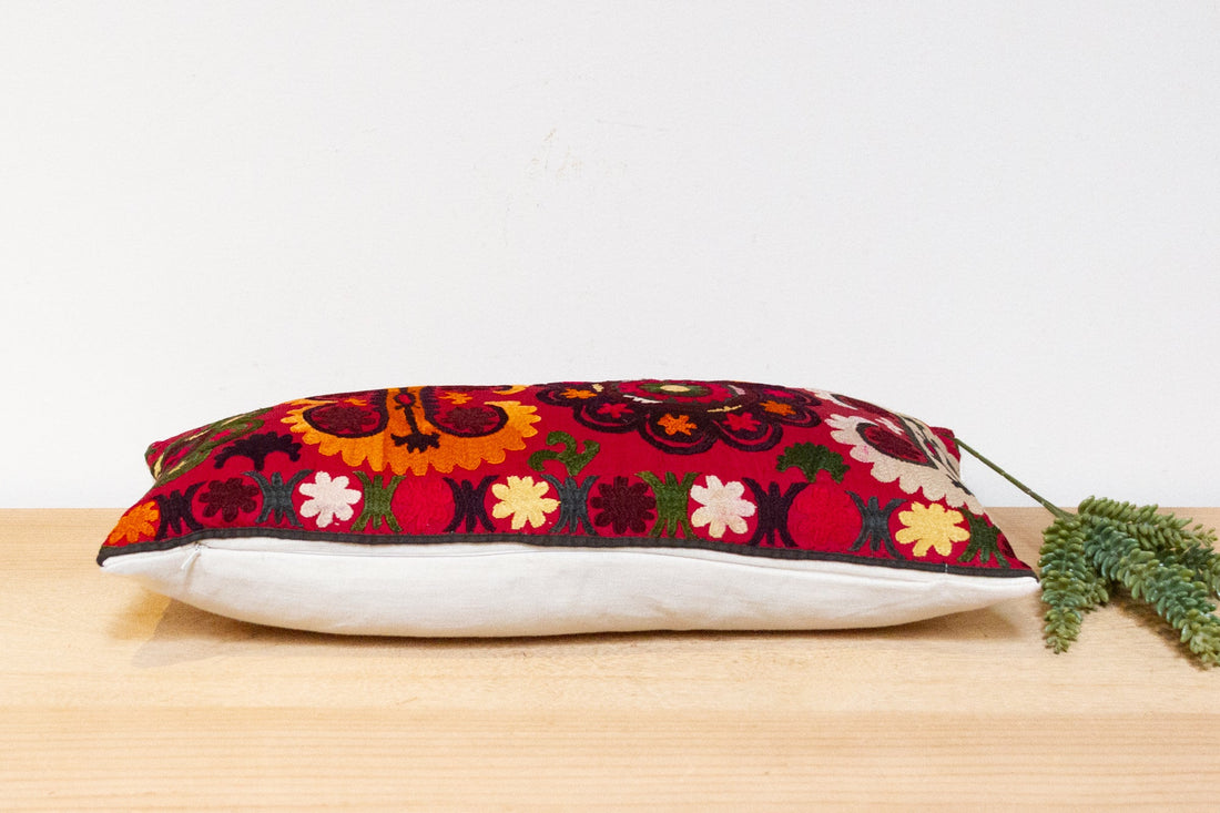 Ragi Antique Uzbek Suzani Linen Pillow