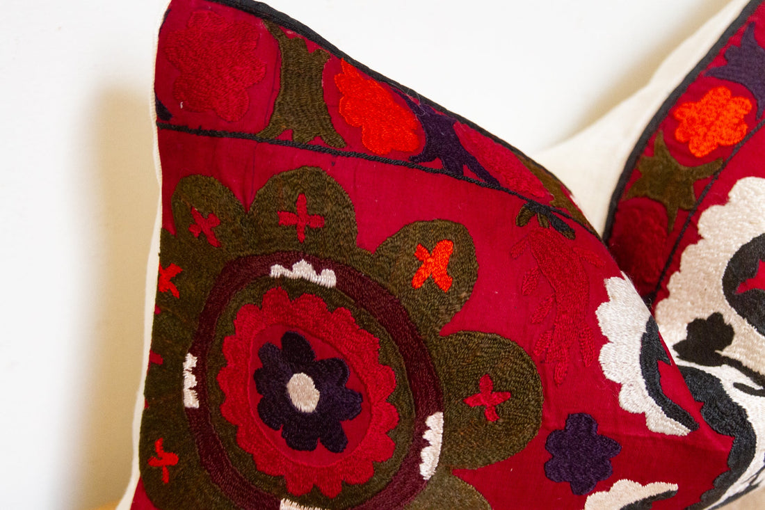 Zemar Antique Uzbek Suzani Linen Pillow