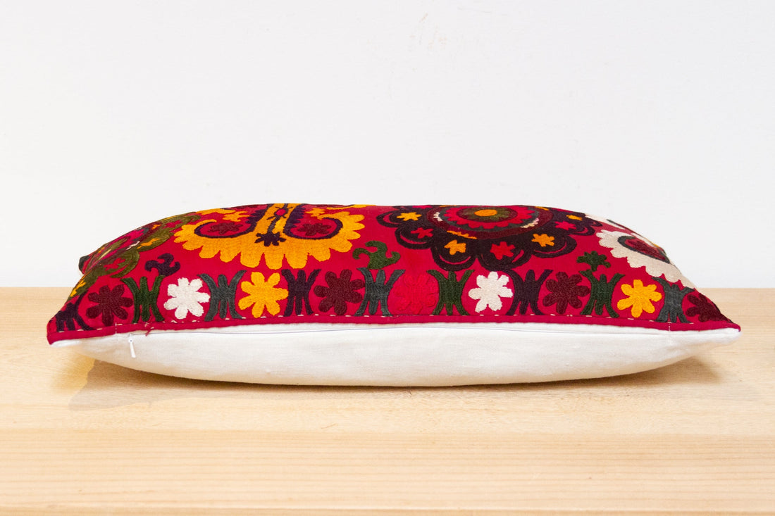 Zuha Antique Uzbek Suzani Linen Pillow