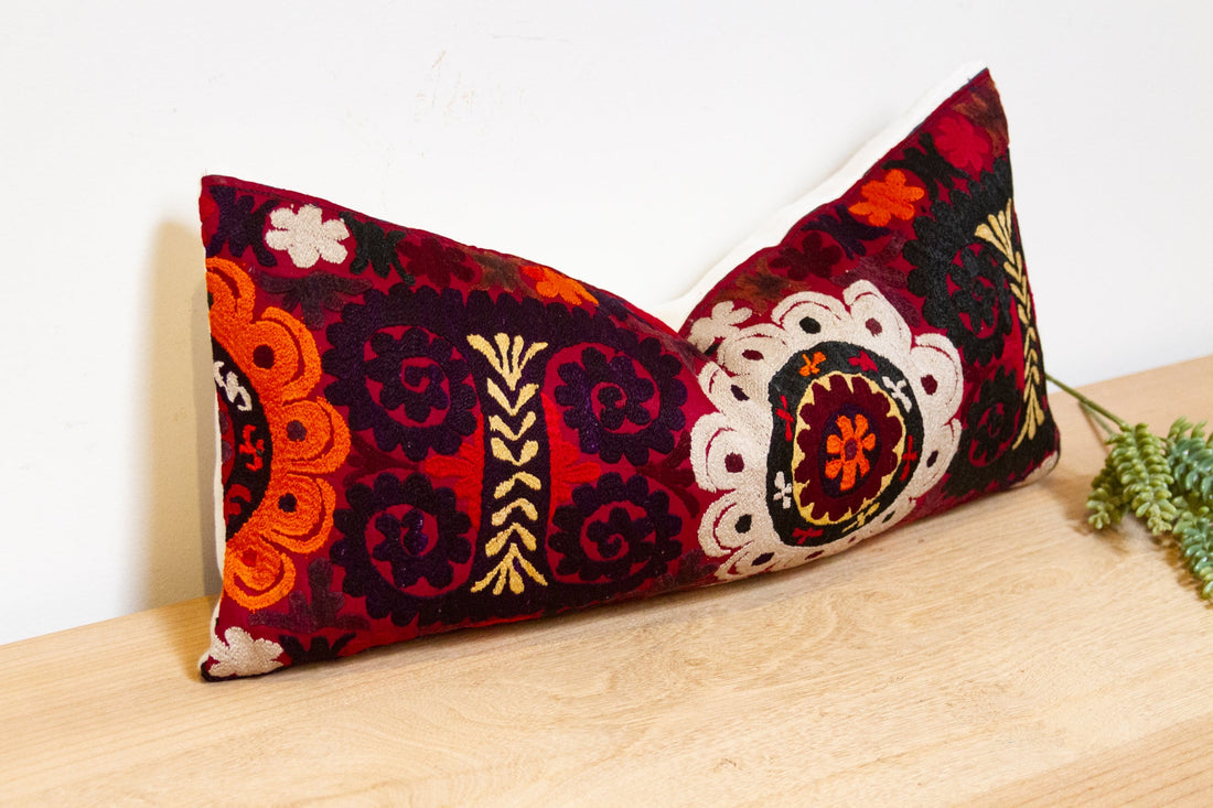 Aroos Antique Uzbek Suzani Linen Pillow