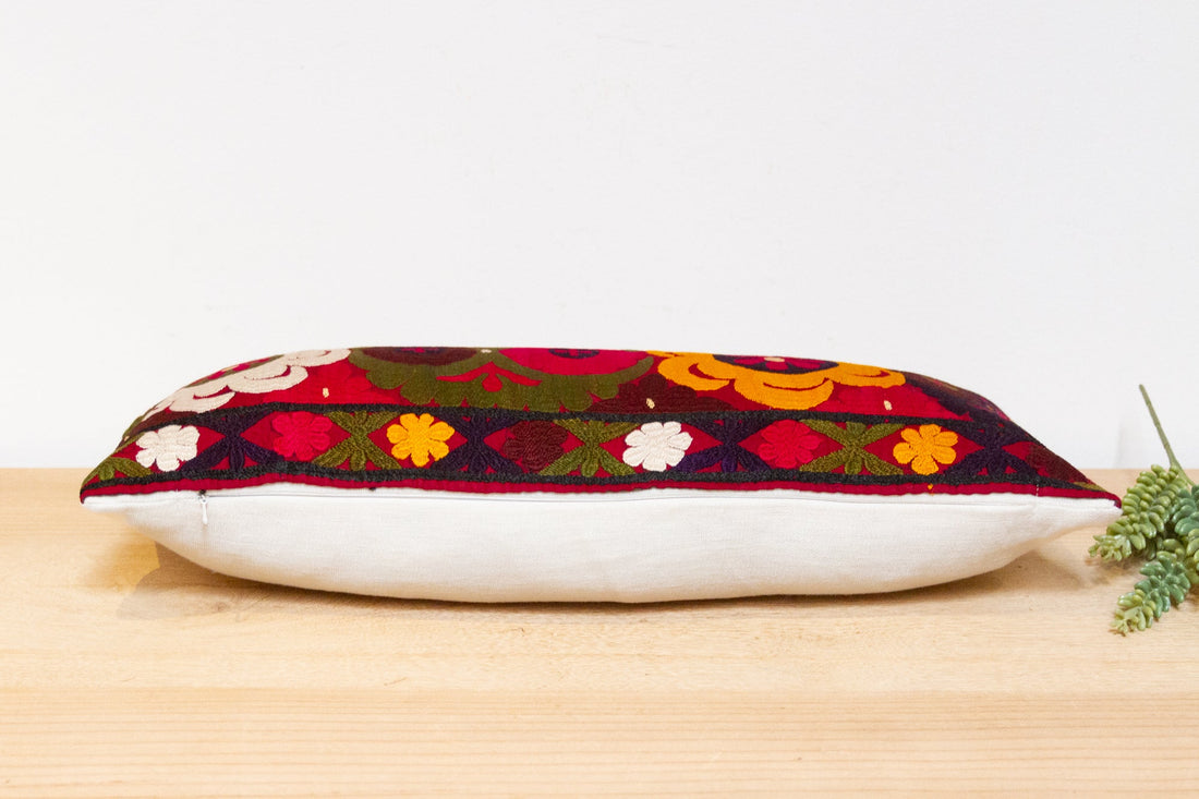 Bano Antique Uzbek Suzani Linen Pillow