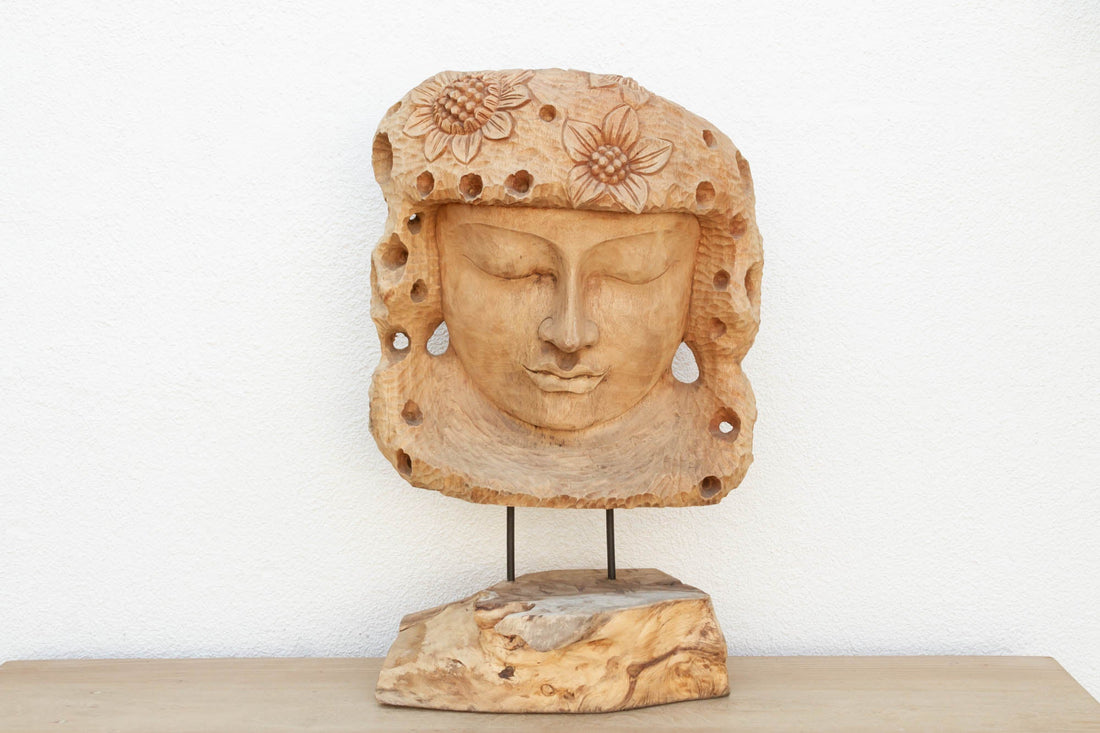 Lovely Carved Oversized Teak Buddha