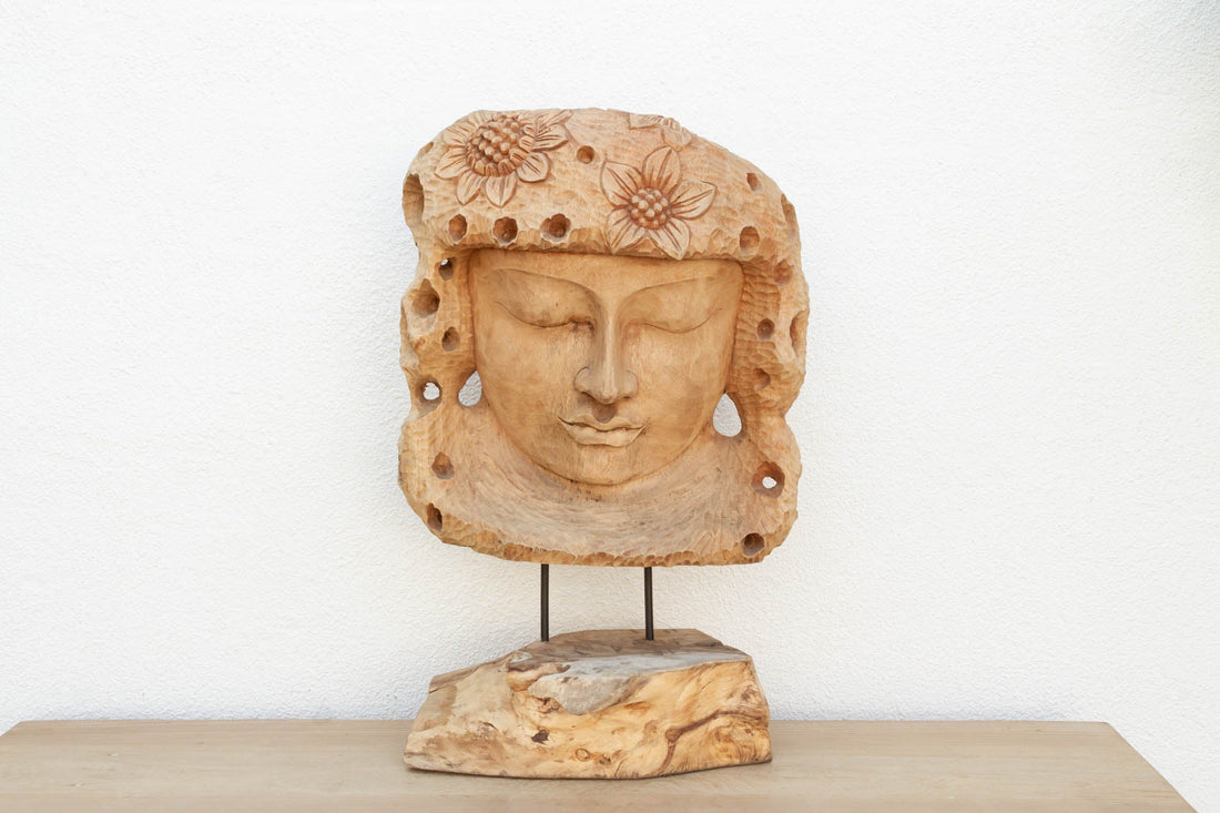 Lovely Carved Oversized Teak Buddha
