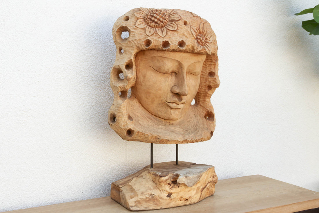 Lovely Carved Oversized Teak Buddha