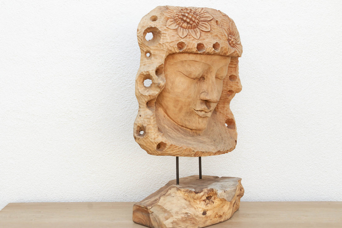 Lovely Carved Oversized Teak Buddha