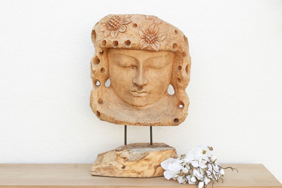 Lovely Carved Oversized Teak Buddha