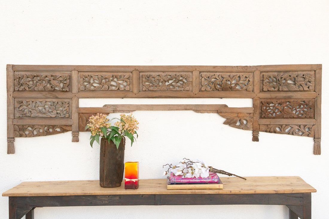 Complete Antique Oxidized Teak Architectural Lintel