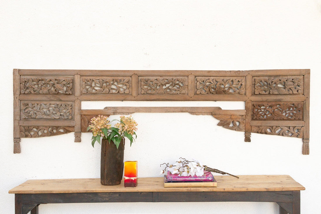 Complete Antique Oxidized Teak Architectural Lintel
