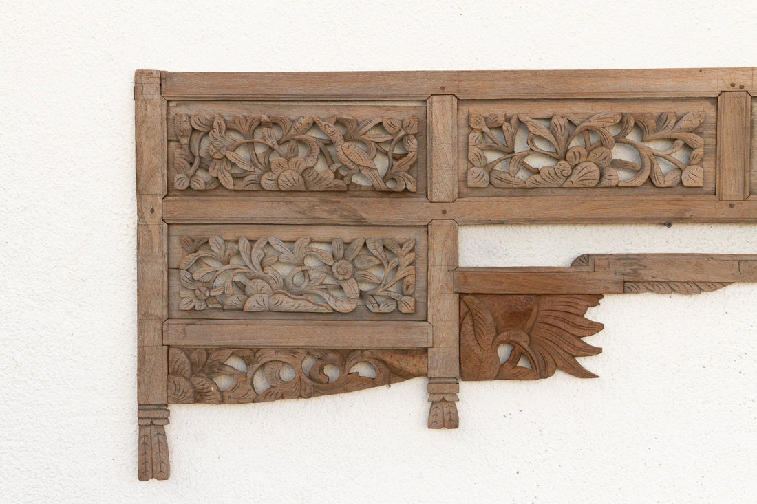 Complete Antique Oxidized Teak Architectural Lintel