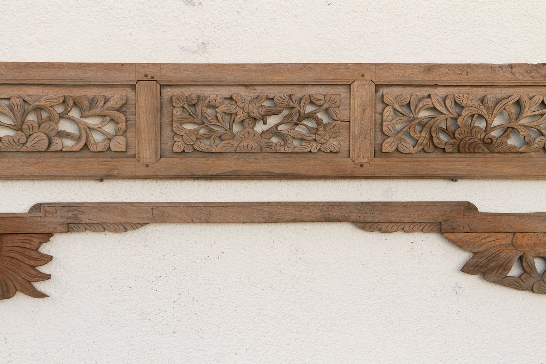Complete Antique Oxidized Teak Architectural Lintel