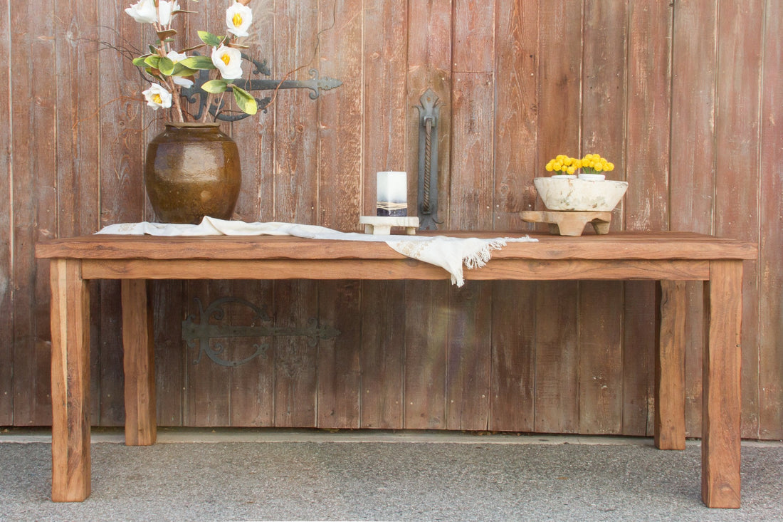 Imposing Country English Teak Dining Table (Trade)