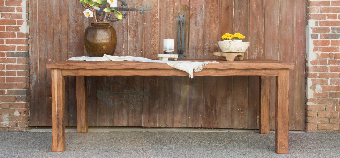 Imposing Country English Teak Dining Table (Trade)