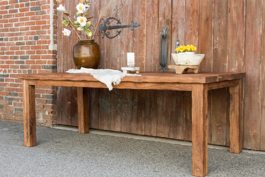 Imposing Country English Teak Dining Table (Trade)