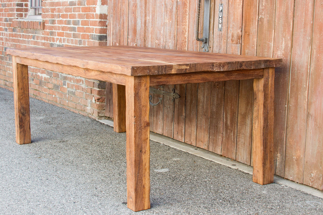 Imposing Country English Teak Dining Table (Trade)