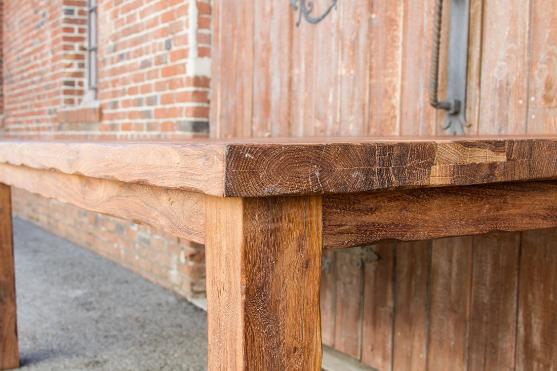 Imposing Country English Teak Dining Table (Trade)