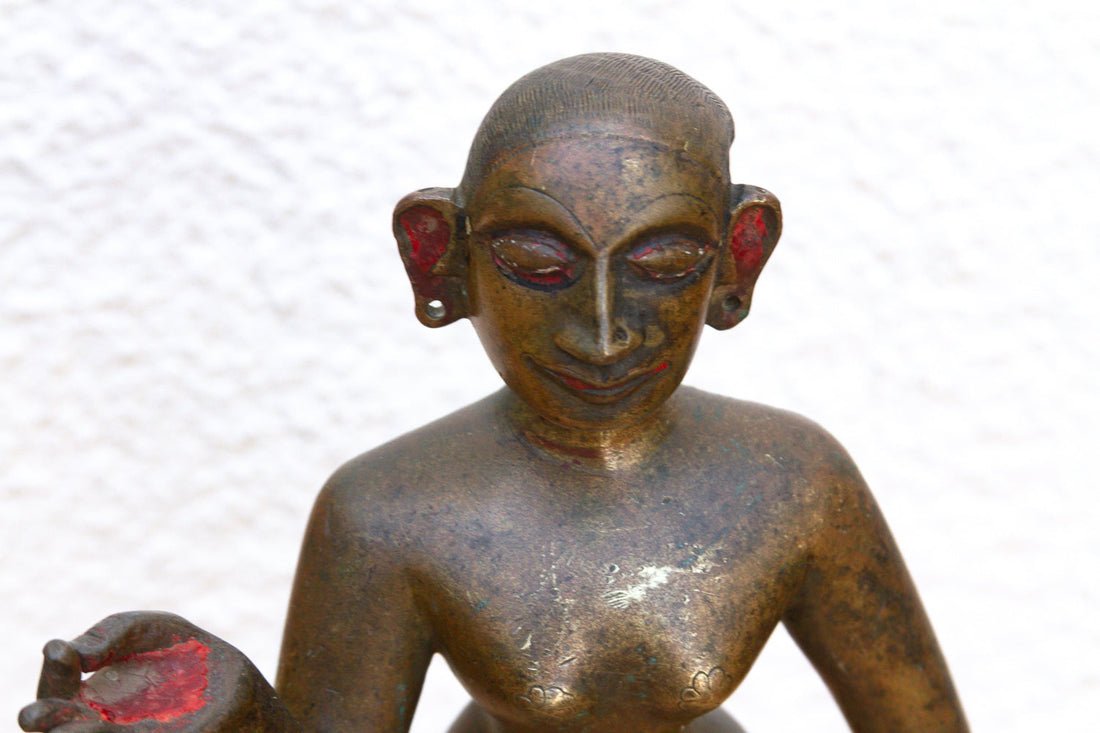 Antique Indian Cinnabar Bronze Apsara Statue