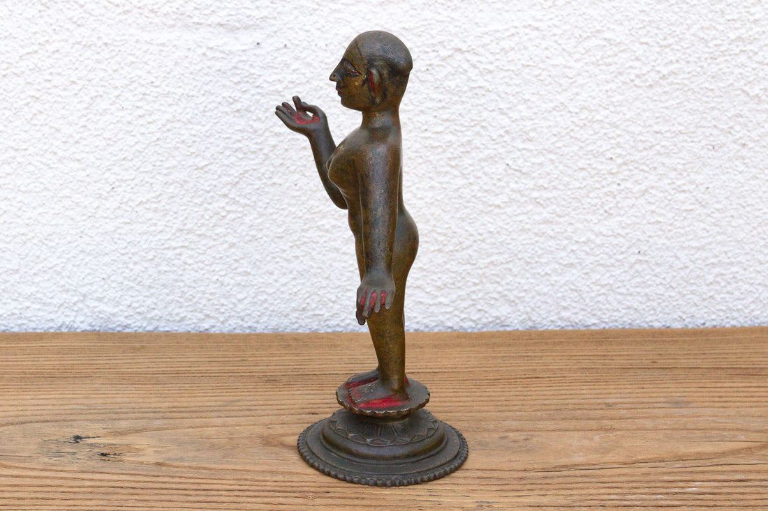 Antique Indian Cinnabar Bronze Apsara Statue