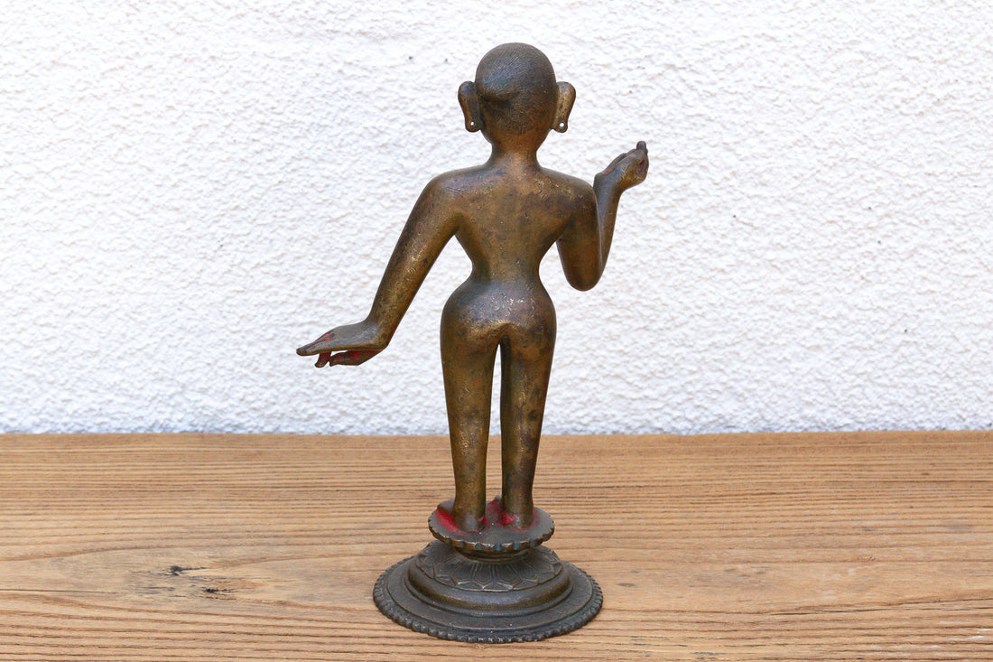 Antique Indian Cinnabar Bronze Apsara Statue