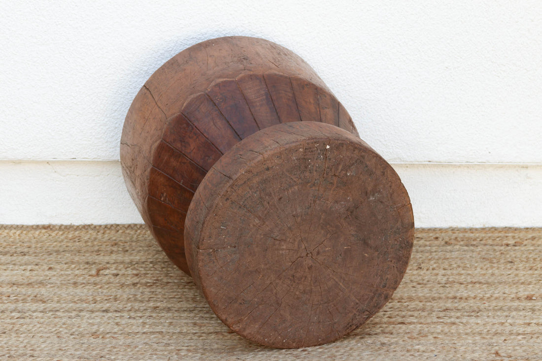 Large Carved Teak Antique Mortar