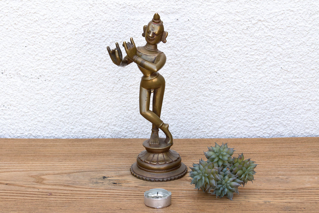19th Century Indian Brass Krishna Figure