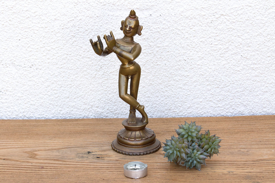 19th Century Indian Brass Krishna Figure