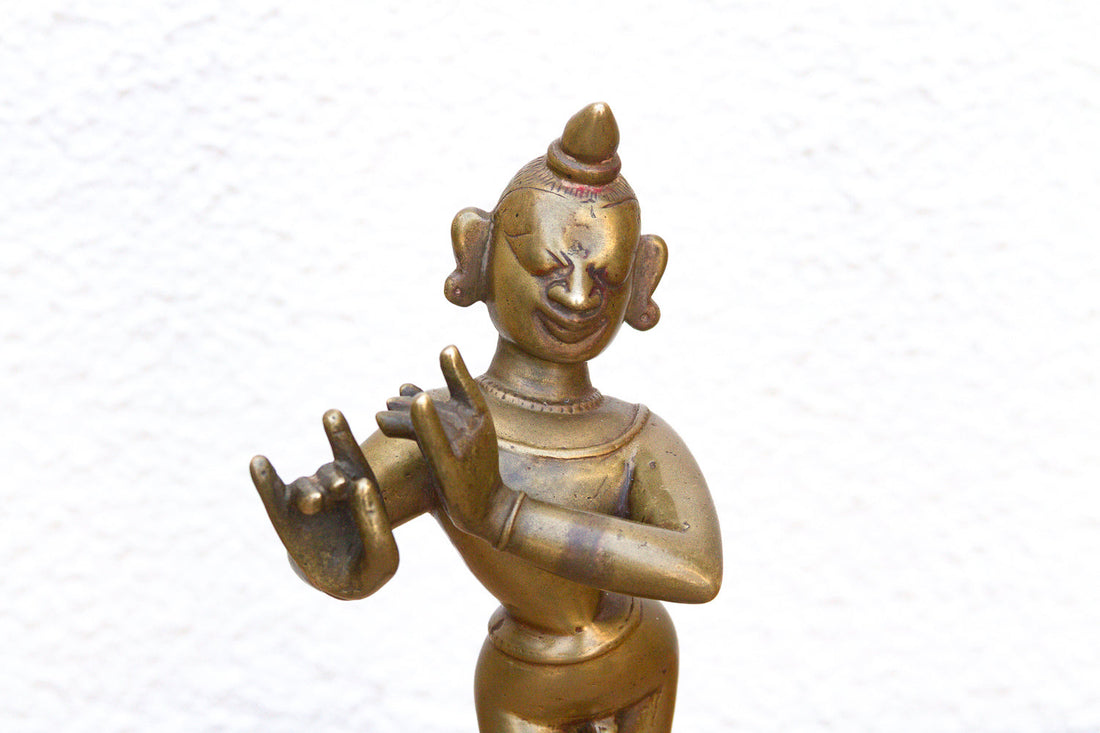 19th Century Indian Brass Krishna Figure
