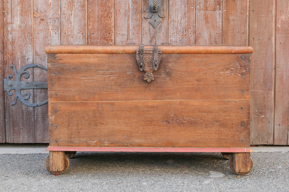 Antique Indian Teak Dowry Trunk