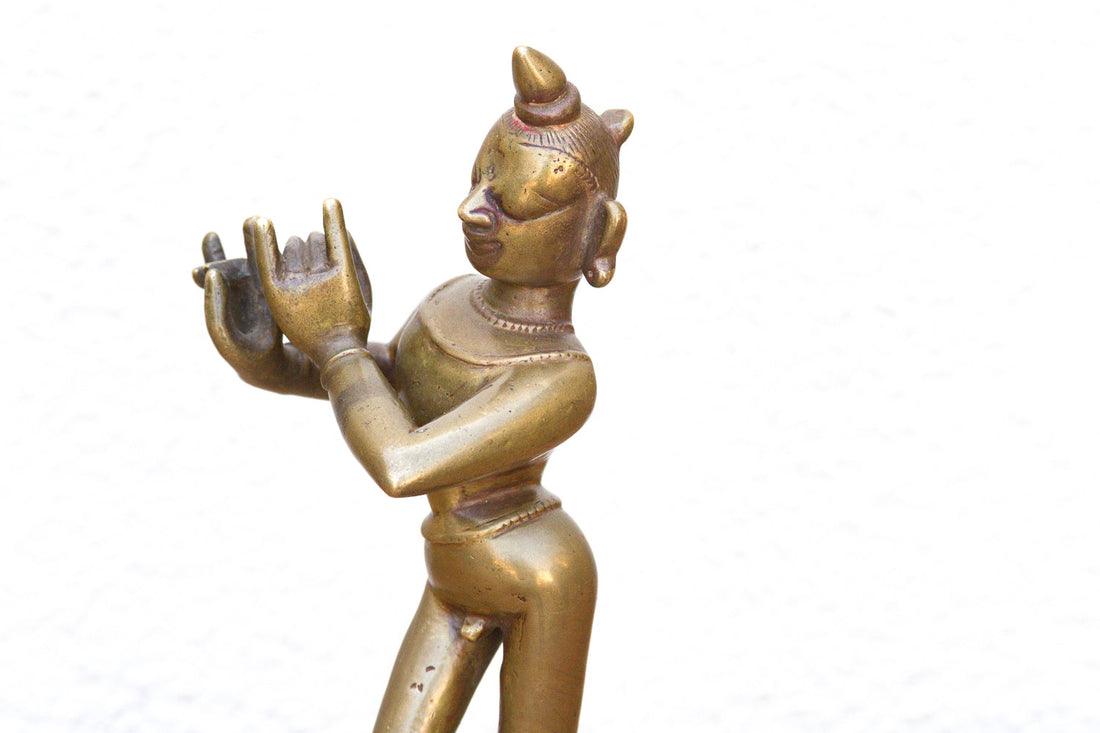 19th Century Indian Brass Krishna Figure