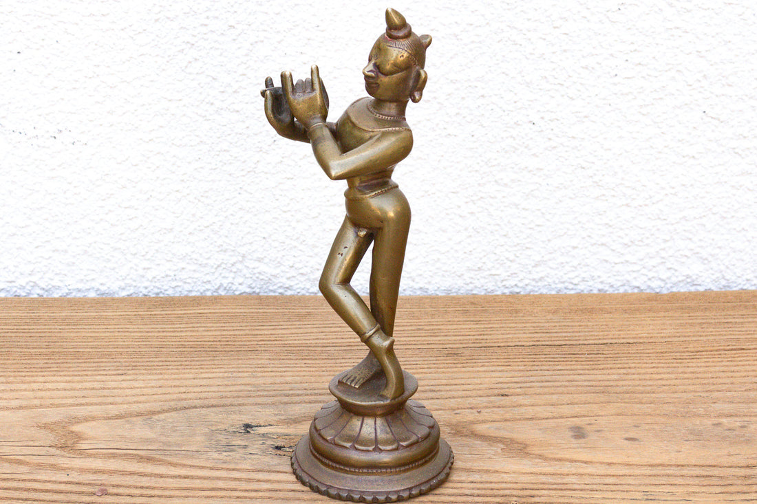 19th Century Indian Brass Krishna Figure