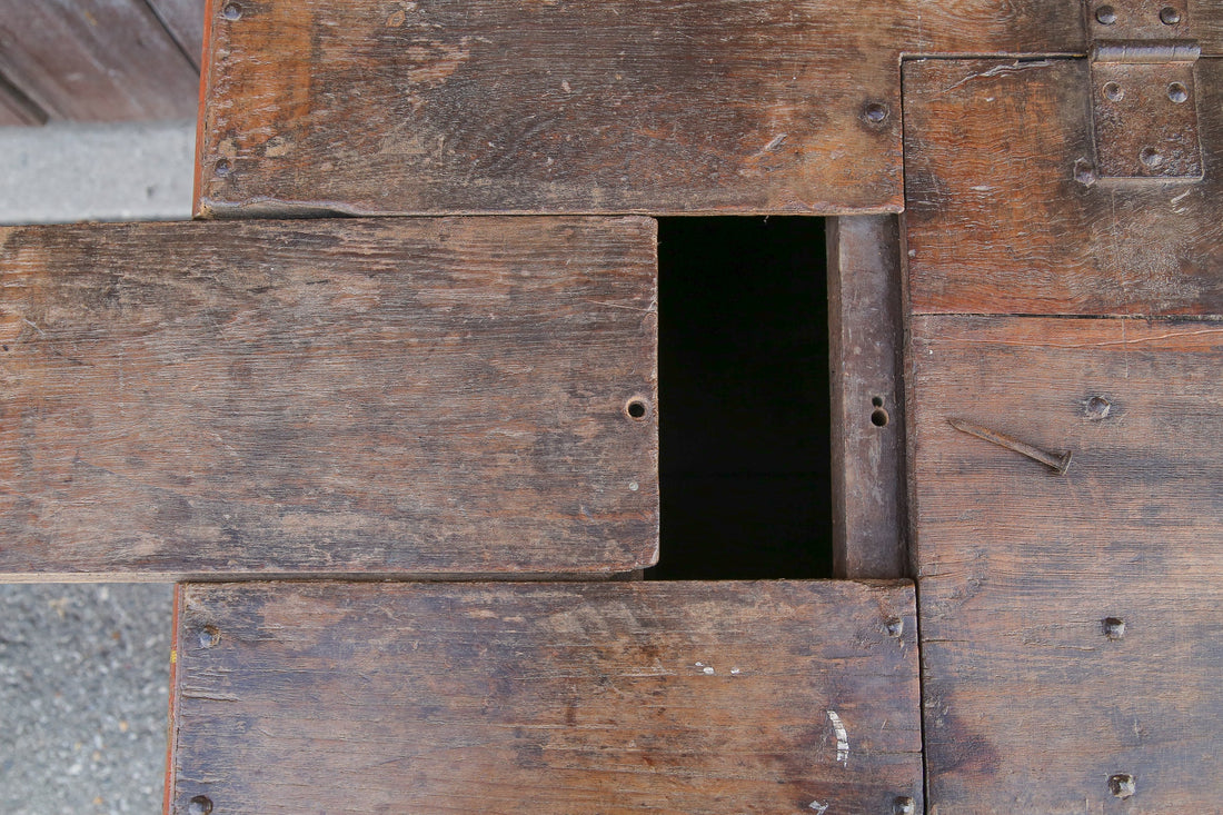 Antique Indian Teak Dowry Trunk