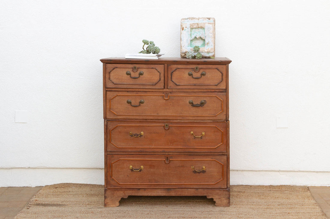Antique Colonial Teak Chest on Chest
