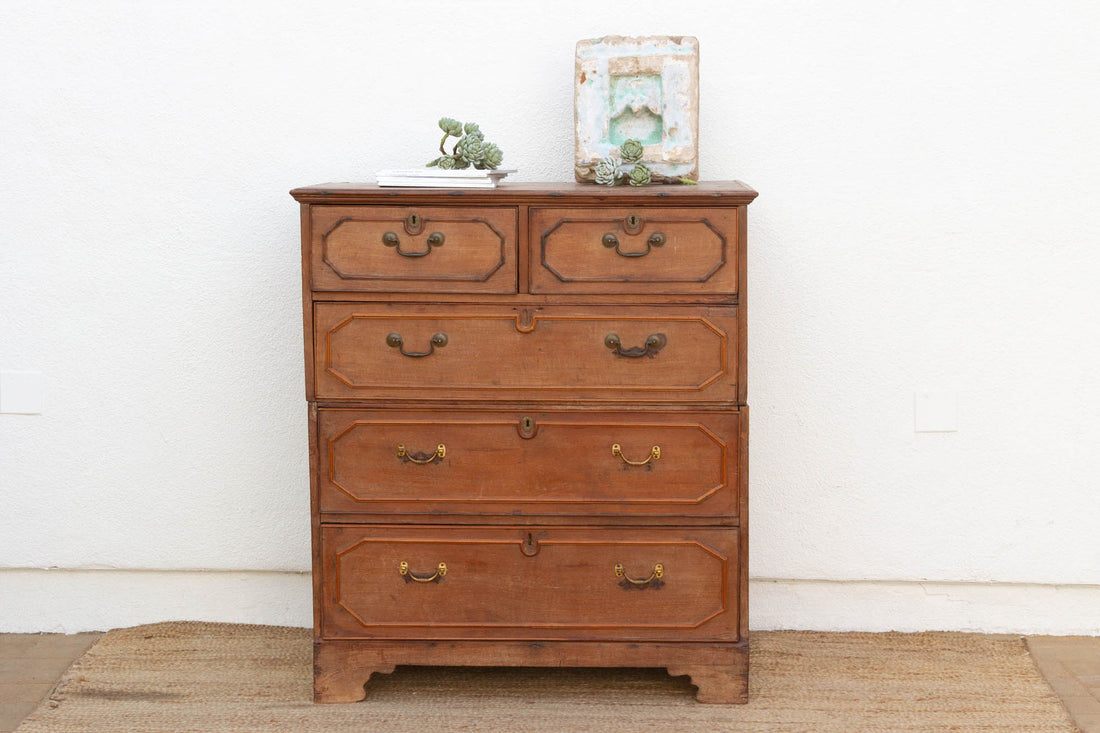 Antique Colonial Teak Chest on Chest