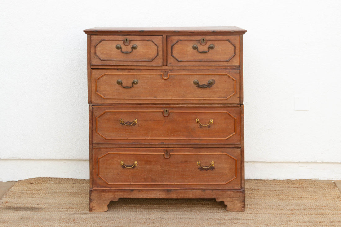 Antique Colonial Teak Chest on Chest