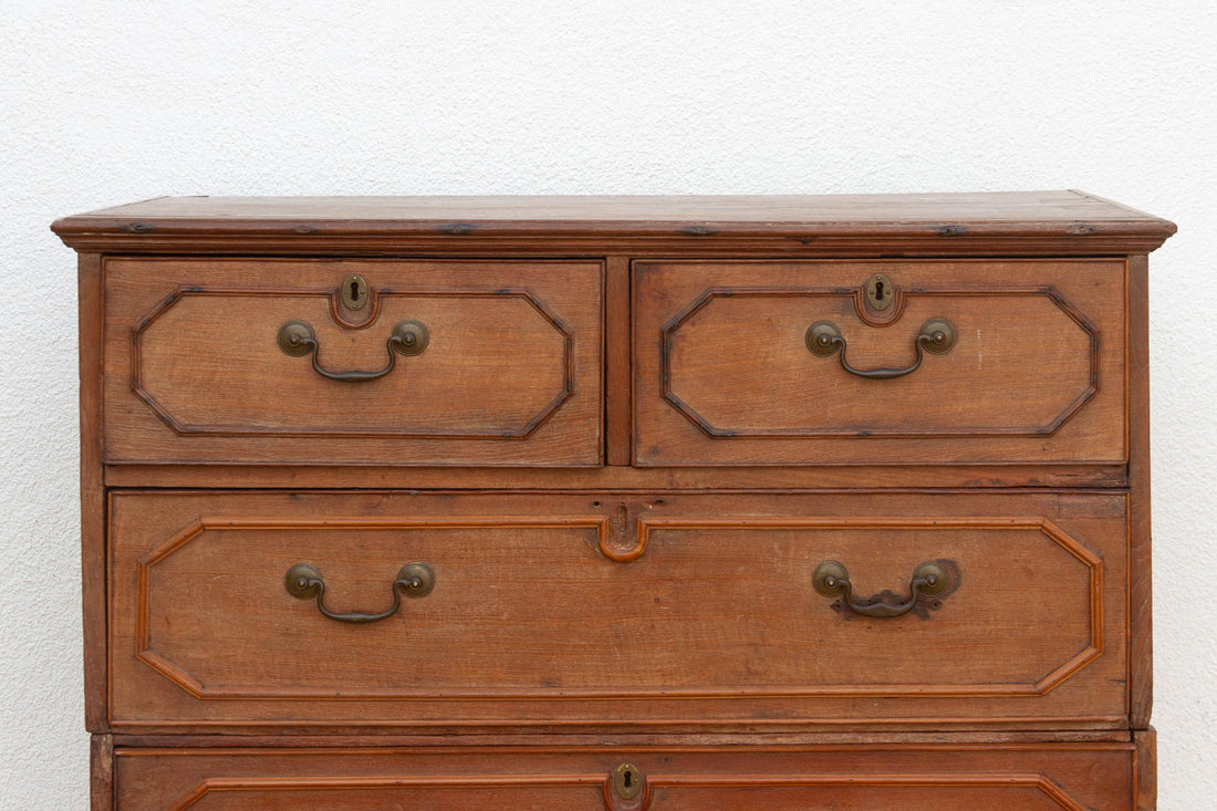 Antique Colonial Teak Chest on Chest