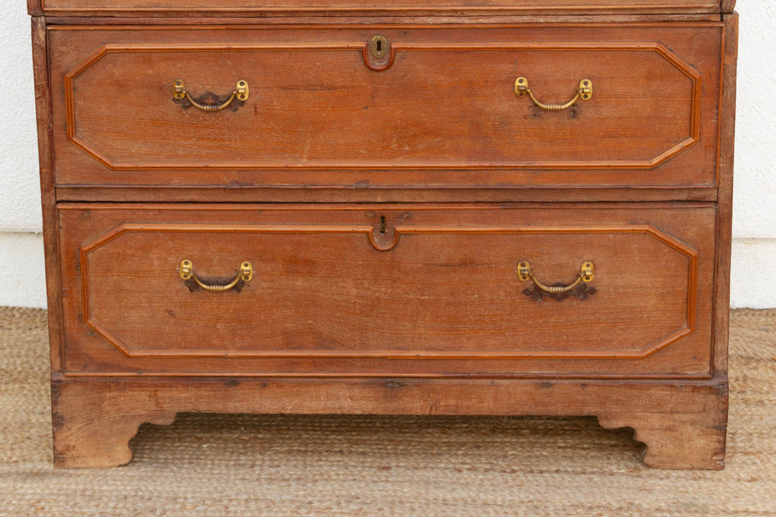 Antique Colonial Teak Chest on Chest